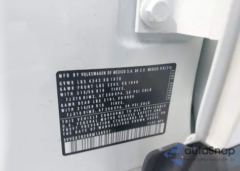 2024 Volkswagen Taos 1.5T Se from USA, damaged, VIN 3VVEX7B26RM128537